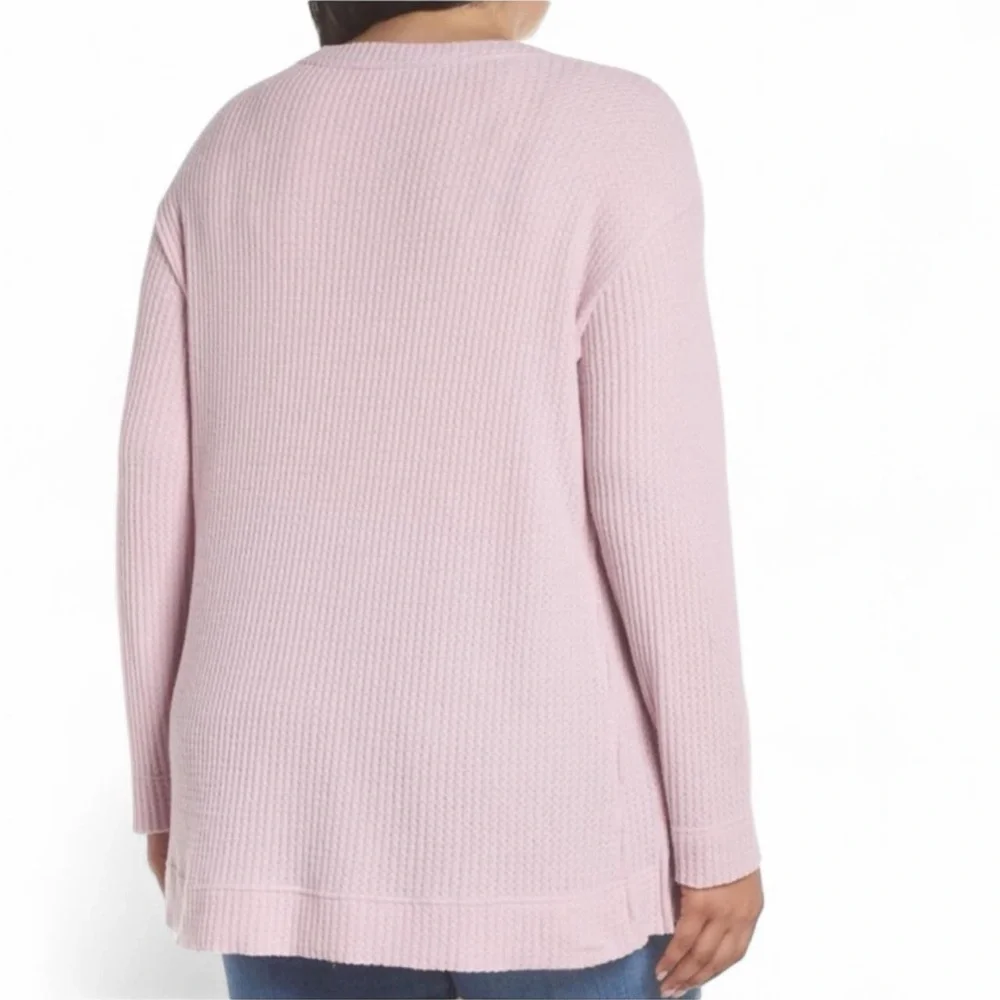 Caslon Waffle Knit Henley Top Pink 0X - Picture 4 of 11
